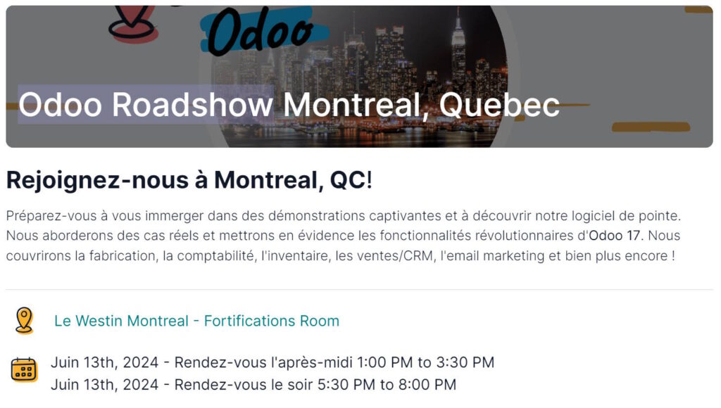 Odoo Road Show - Montreal